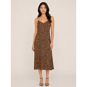 Madewell Brown and Black Leopard Slip Midi Dress
